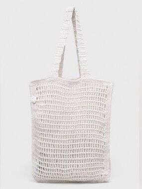 Abercrombie 100% Cotton Crochet Tote Bag Beach Summer Vacation Farmers Market